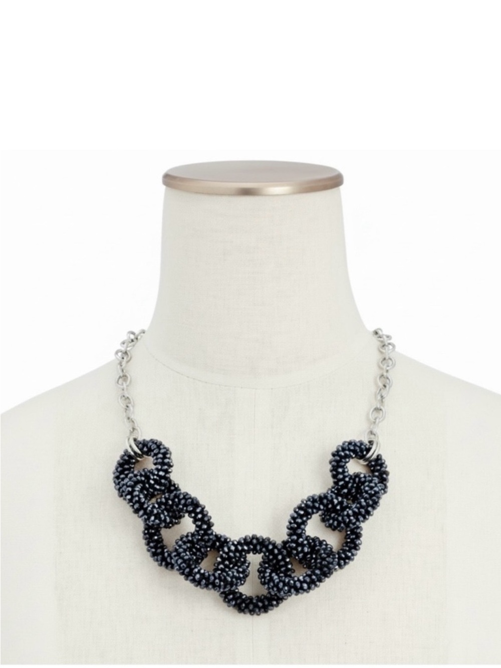 Talbots Indigo Blue Faceted Bead Statement Necklace NWT 20” + 3” Ext - Picture 3 of 11